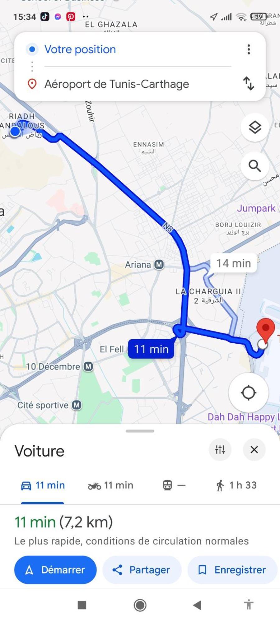 Etage De Villa Avec Jardin, Pres De L'Aireport Et Parking Prive أريانة المظهر الخارجي الصورة